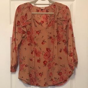 Rebecca Taylor Rose Pattern Peasant Blouse